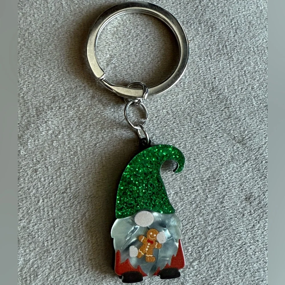 Festive Gnome Keychain with Green Hat